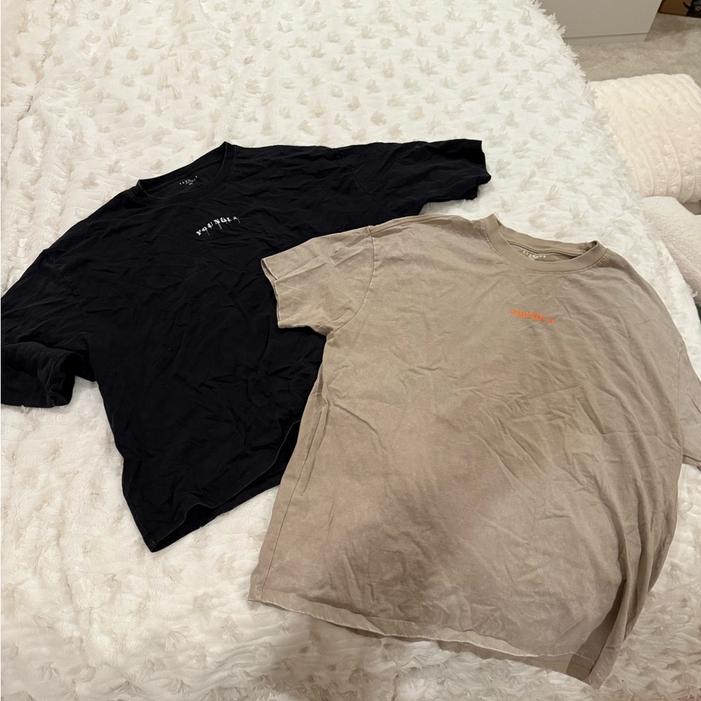 YoungLA Black and Beige Short Sleeve Tees